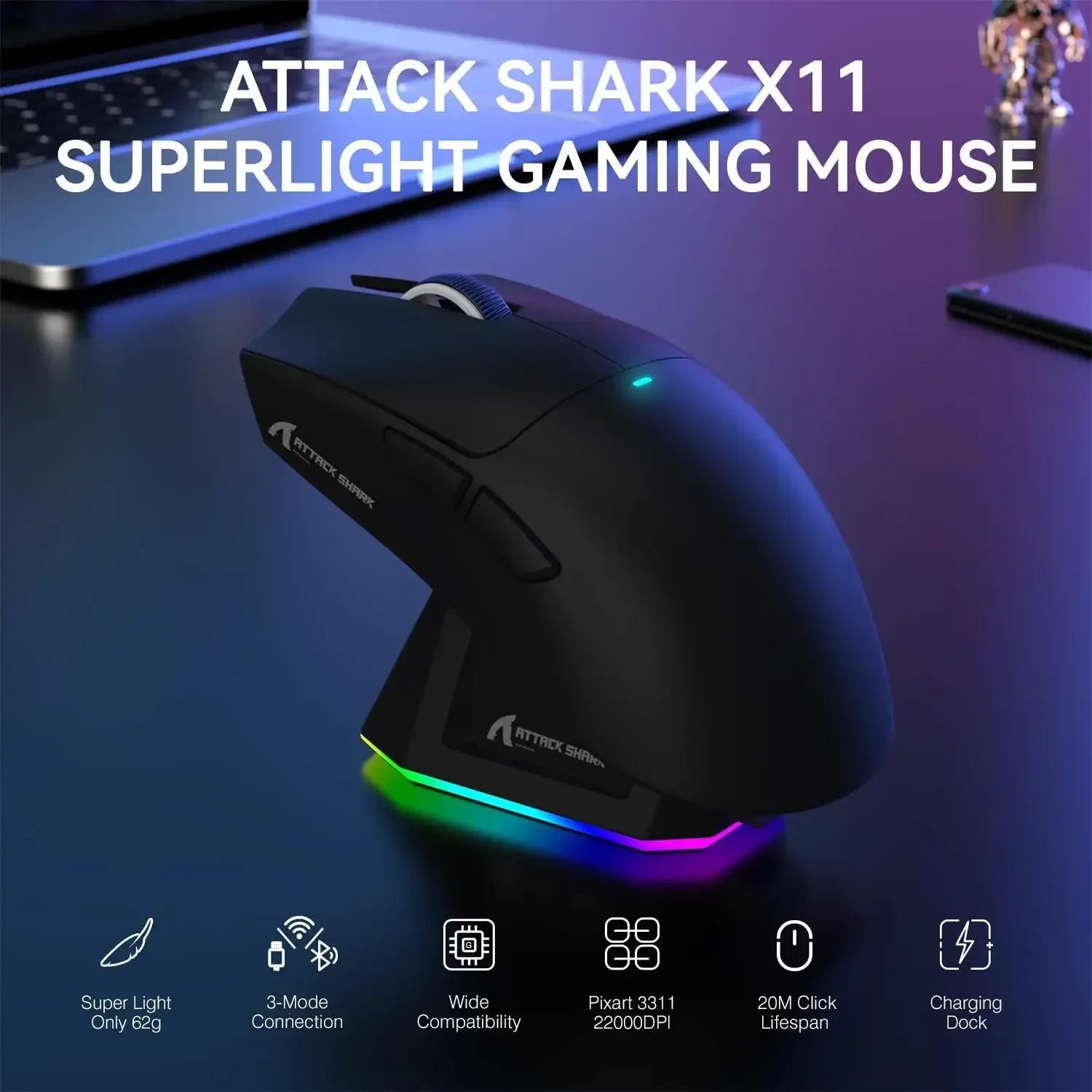 Gaming mouse shown from the side Gaming mouse shown from the side